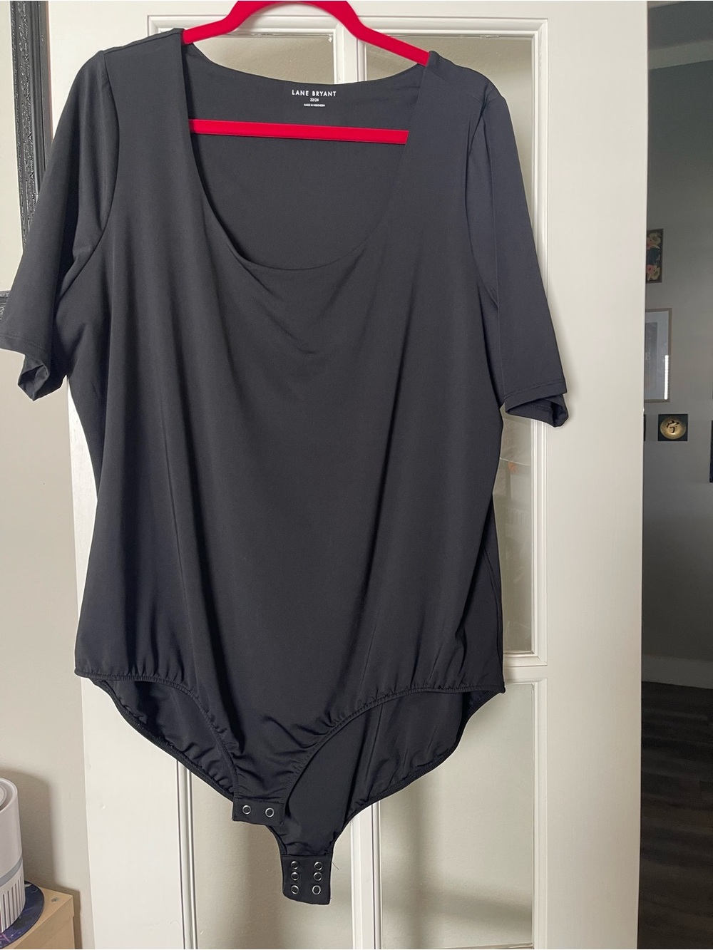 Lane Bryant Black Scoop Neck Short Sleeve Bodysuit